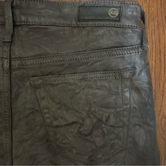 NWT! AG JEANS Leatherette Crinkle Coated Ankle Leggings Charcoal Gray Size 24 - Picture 10 of 14